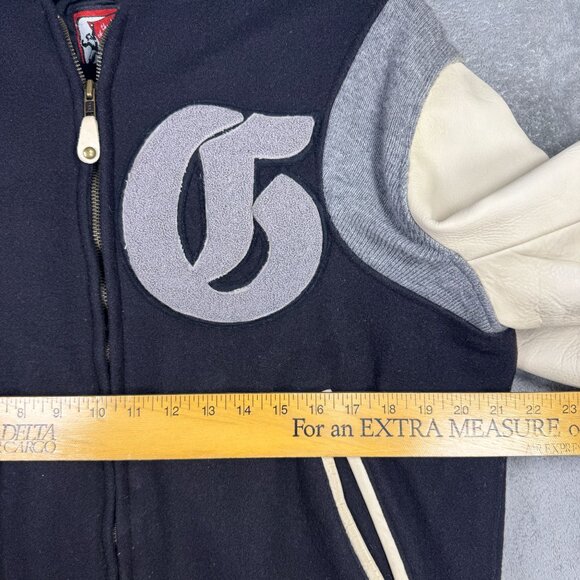 Vintage 90s Baseball Jacket Wool Leather Varsity Bomber Collegiate Quilt Lined - Picture 10 of 10